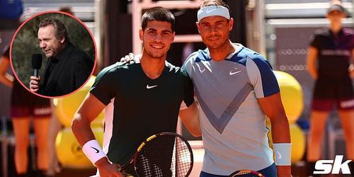 Marc Rosset (inset), Carlos Alcaraz, and Rafael Nadal