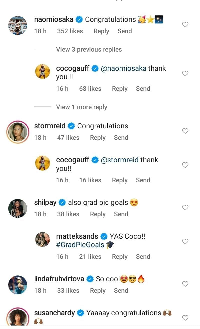 Naomi Osaka congratulated Coco Gauff on her graduation