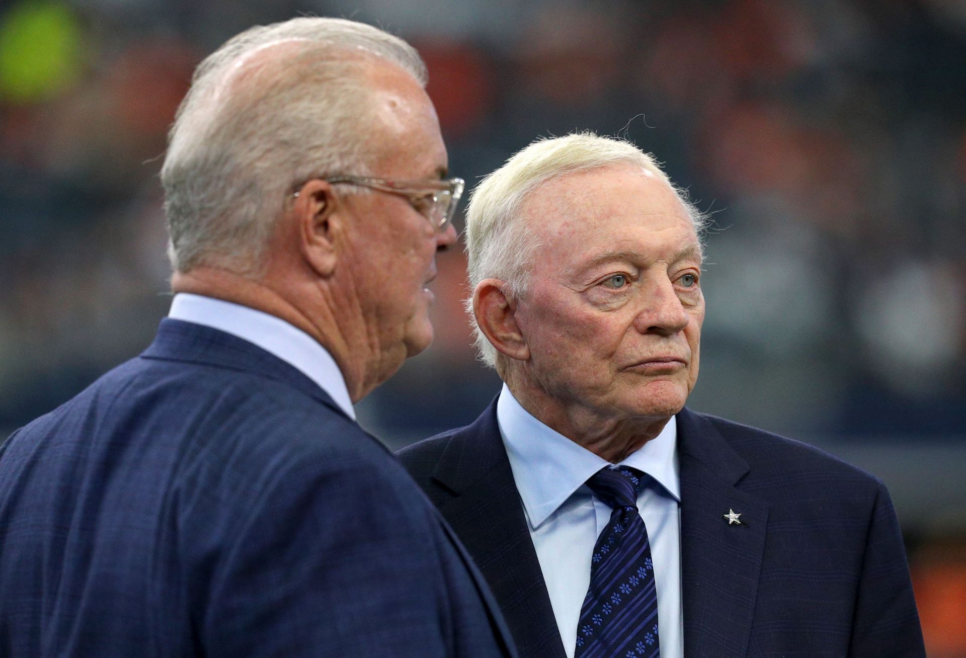 Dallas Cowboys owner Jerry Jones (right) attending an event