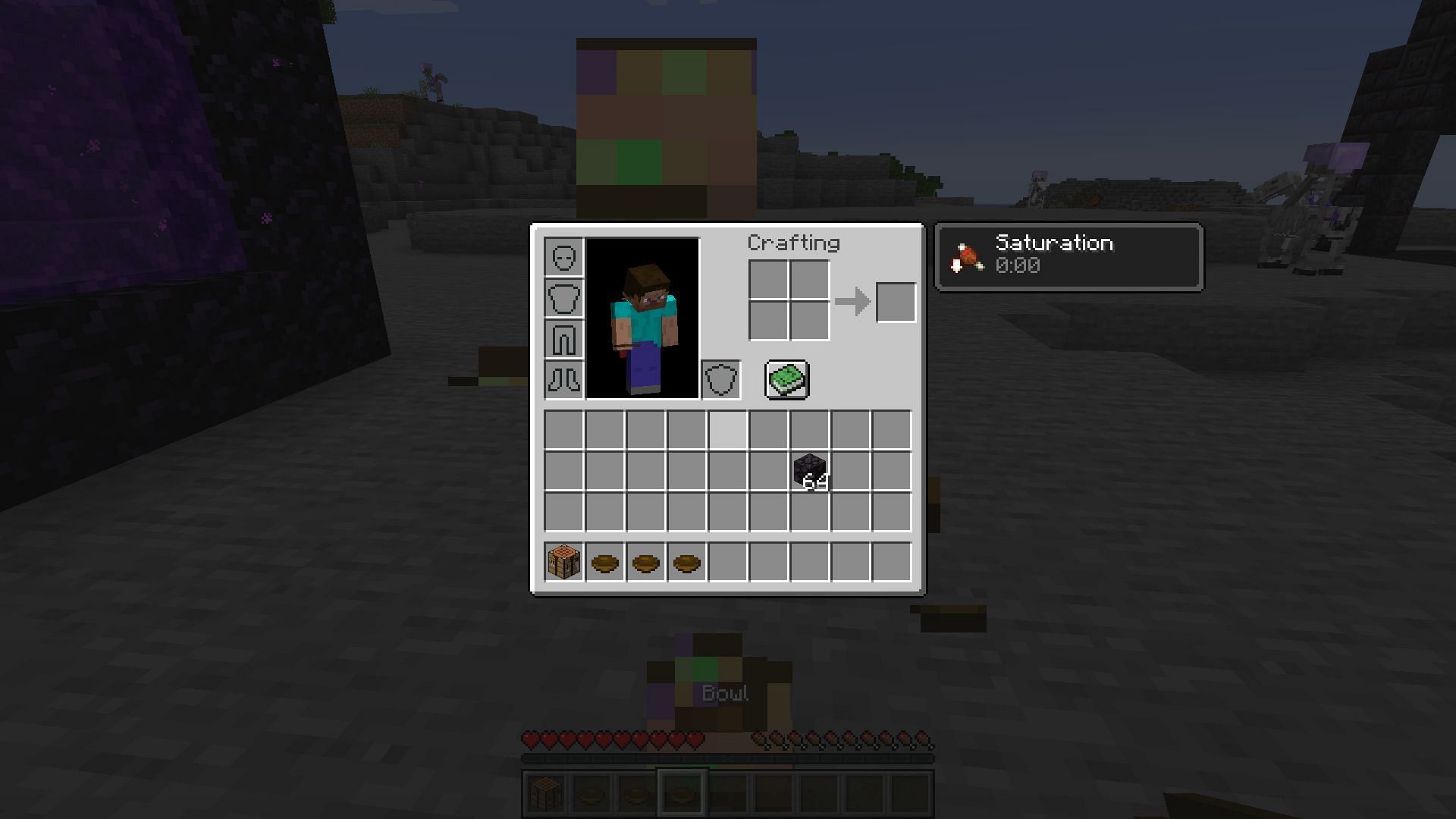 The active saturation effect, briefly appearing in the inventory (Image via Minecraft)