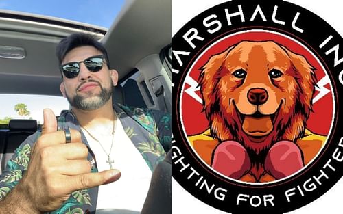 Kelvin Gastelum (Left) and Marshall Inu logo (Right) (Images courtesy of @kelvingastelum Twitter and @marshallinu Twitter)