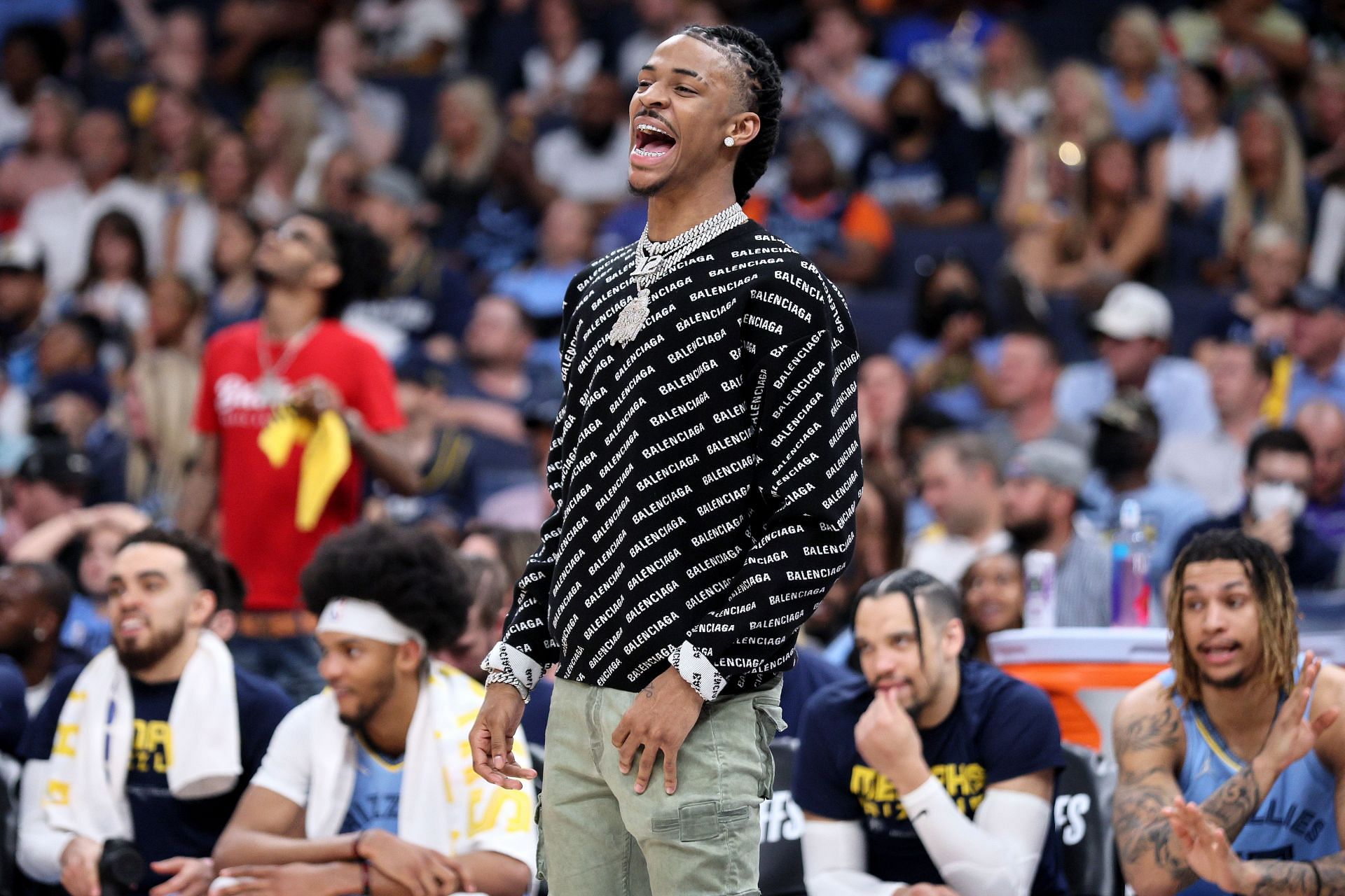 Ja Morant looks on at the action of Game 5