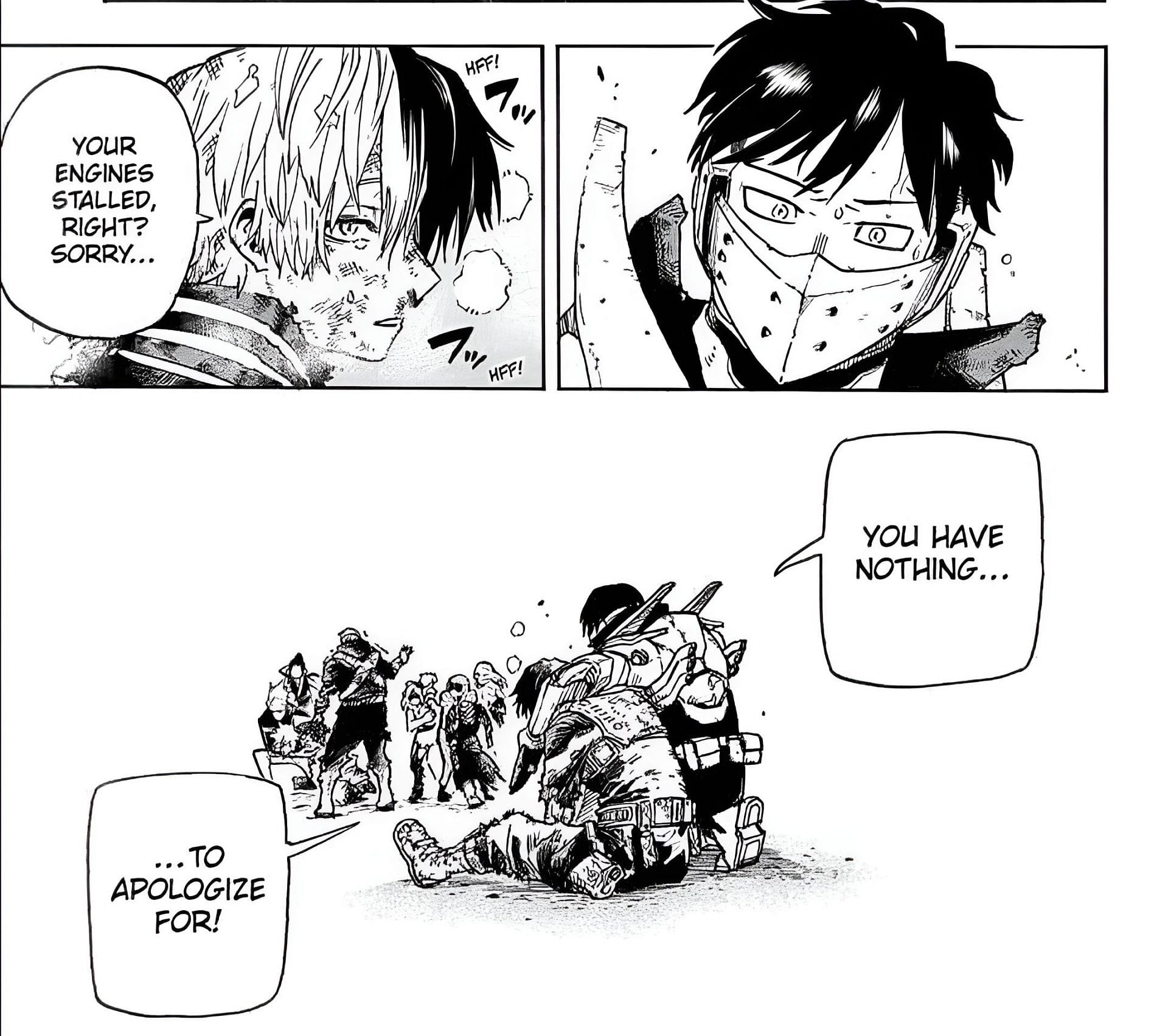 Iida supporting Shoto in My Hero Academia Chapter 353 (Image via Shueisha)