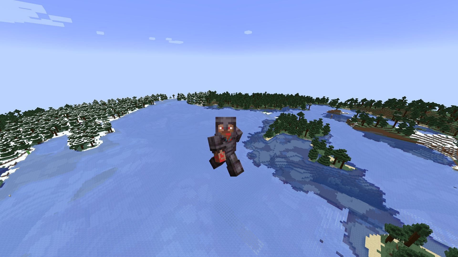 Fly around in the world without Elytra (Image via Minecraft)