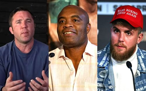 Chael Sonnen (L) [image via Chael Sonnen on YouTube]; Anderson SIlva (C); Jake Paul (R)