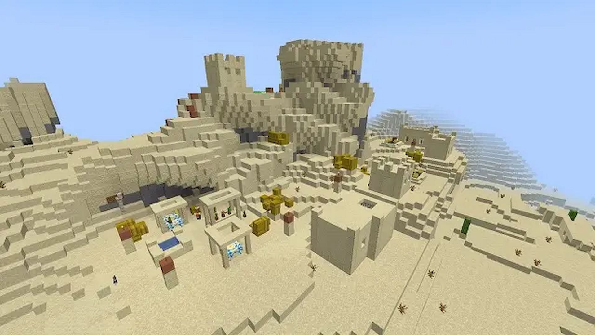 This seed will spawn players near multiple villages and desert temples (Image via pathofex.com)