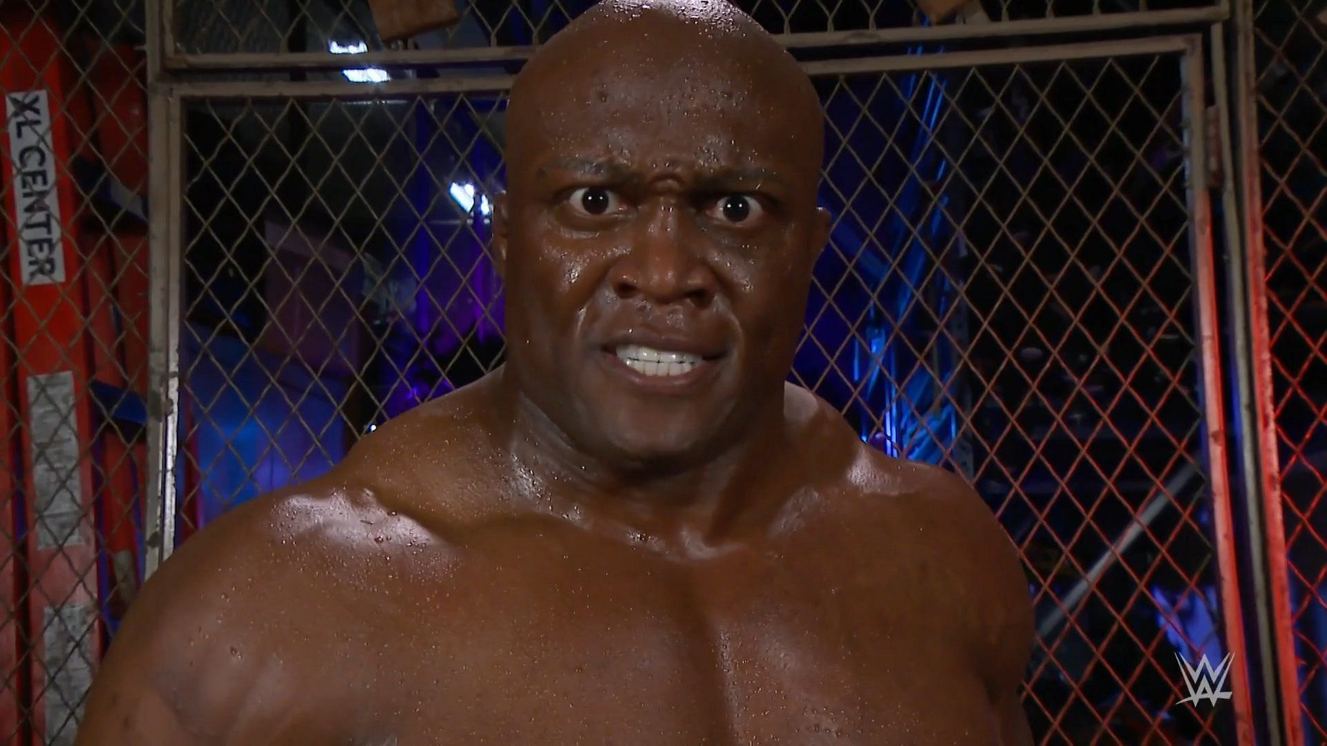 Bobby Lashley challenged Omos to a Steel Cage Match next week