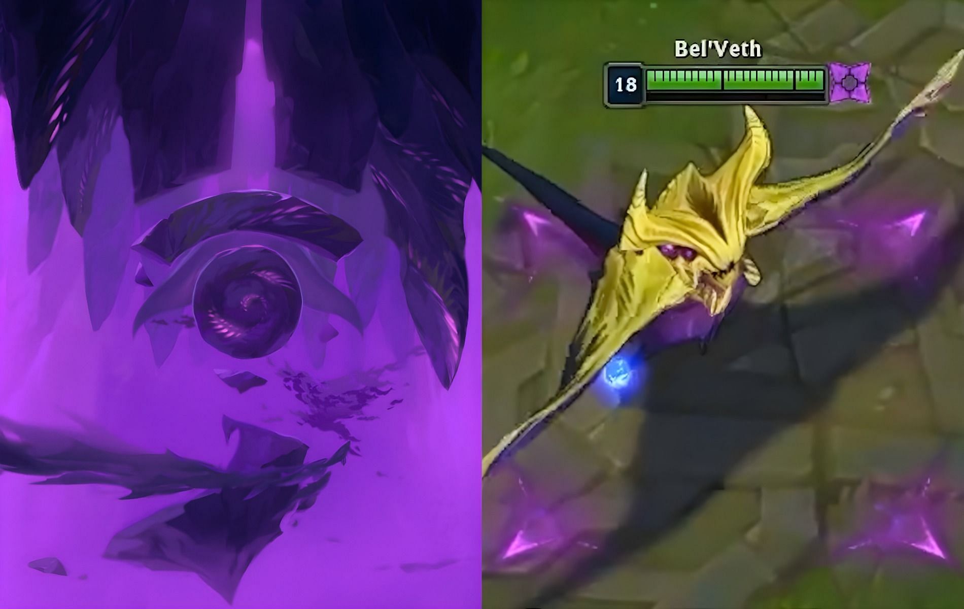 All leaked Bel&rsquo;Veth abilities in League of Legends (Images via League of Legends and Ryscu/YouTube)
