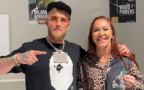 Jake Paul (left) and Cris Cyborg (right) (Image via Twitter @JakePaul)