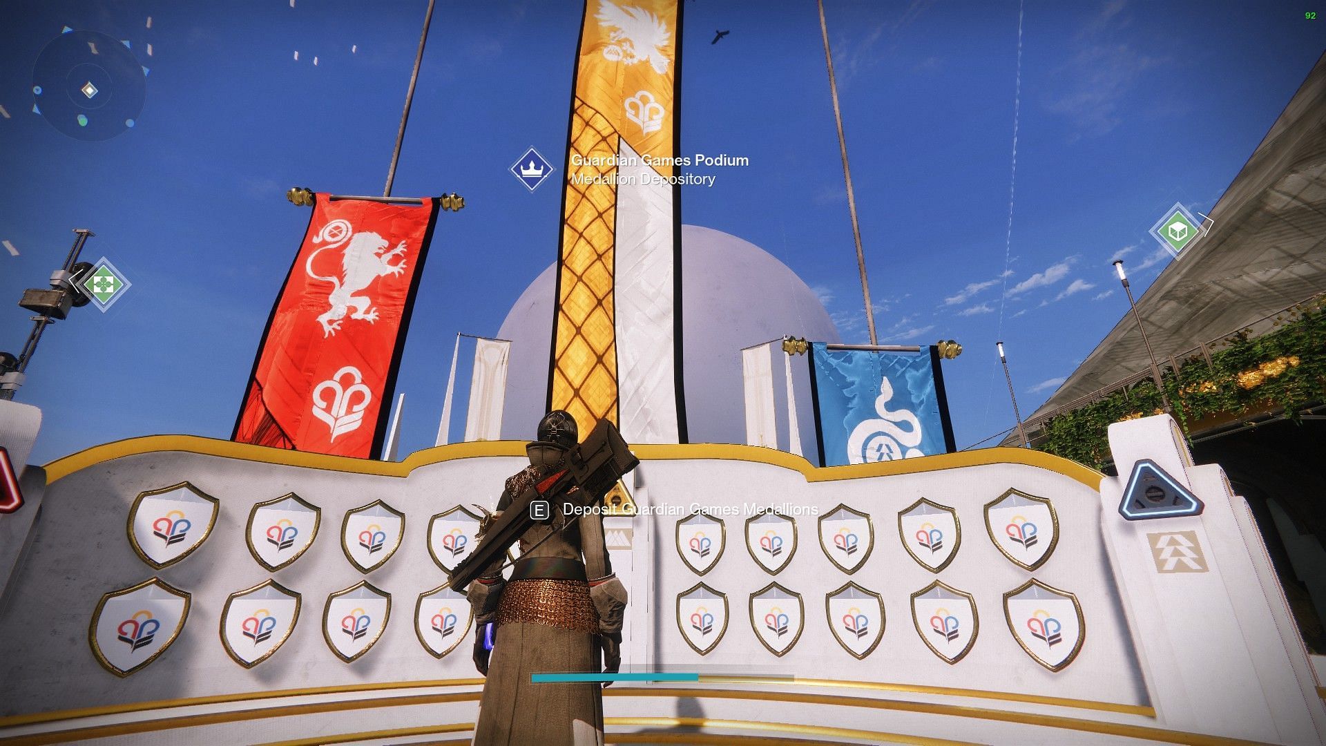 Podium at the Tower in Destiny 2 Guardian Games (Image via Bungie)