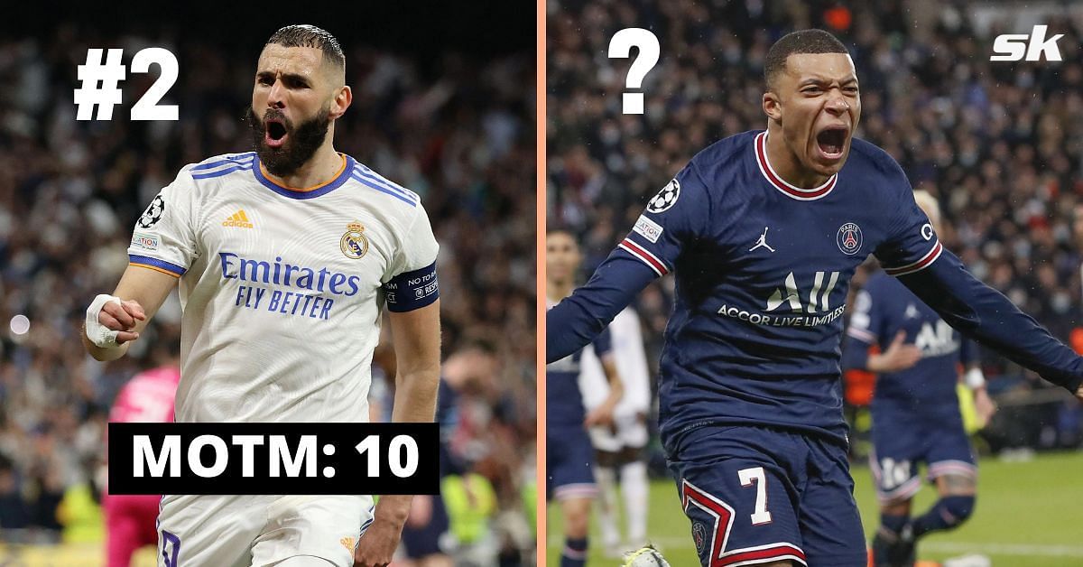 Real Madrid&#039;s Karim Benzema and Kylian Mbappe (right)