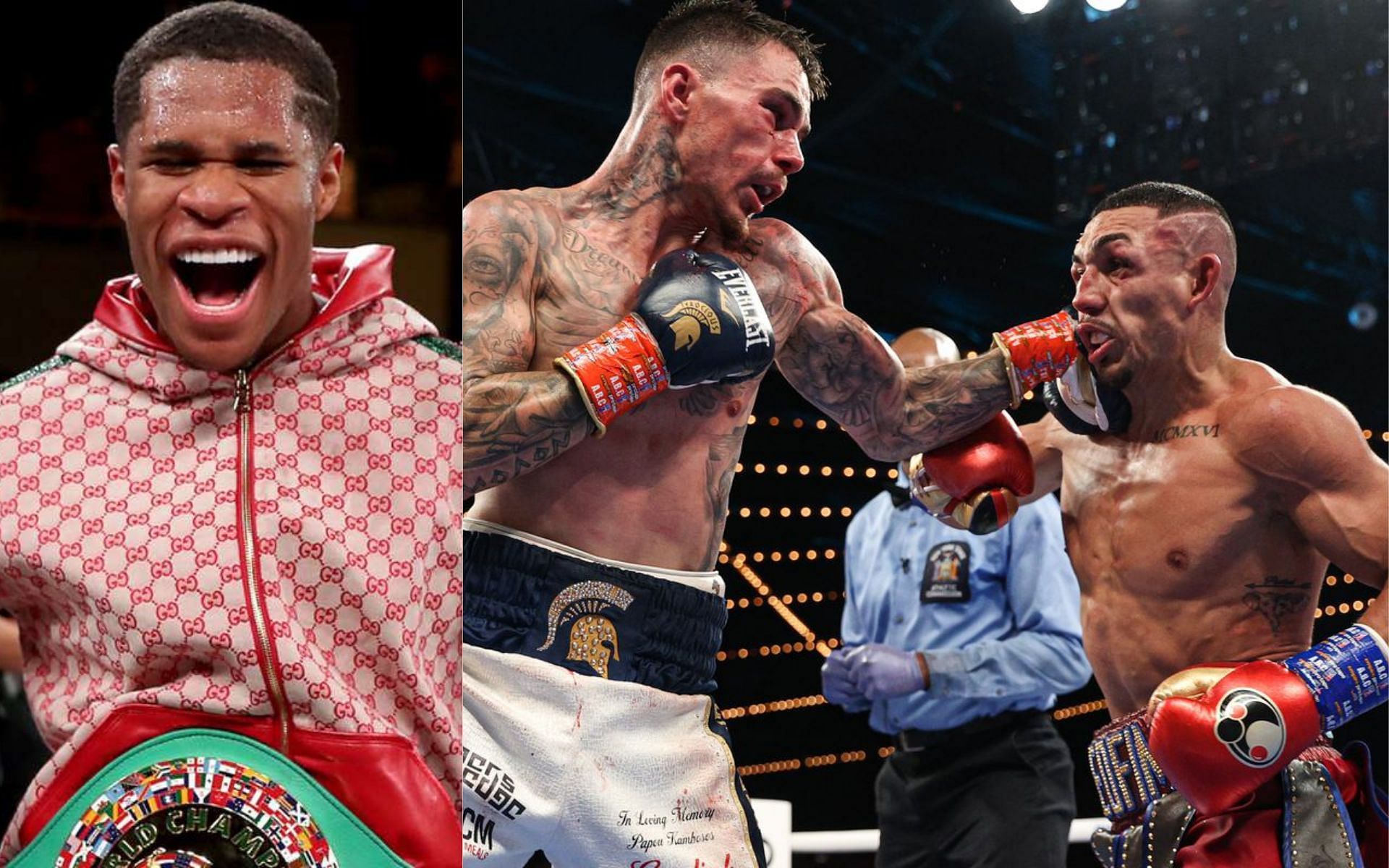 Devin Haney (left) and George Kambosos Jr. vs. Teofimo Lopez(right)