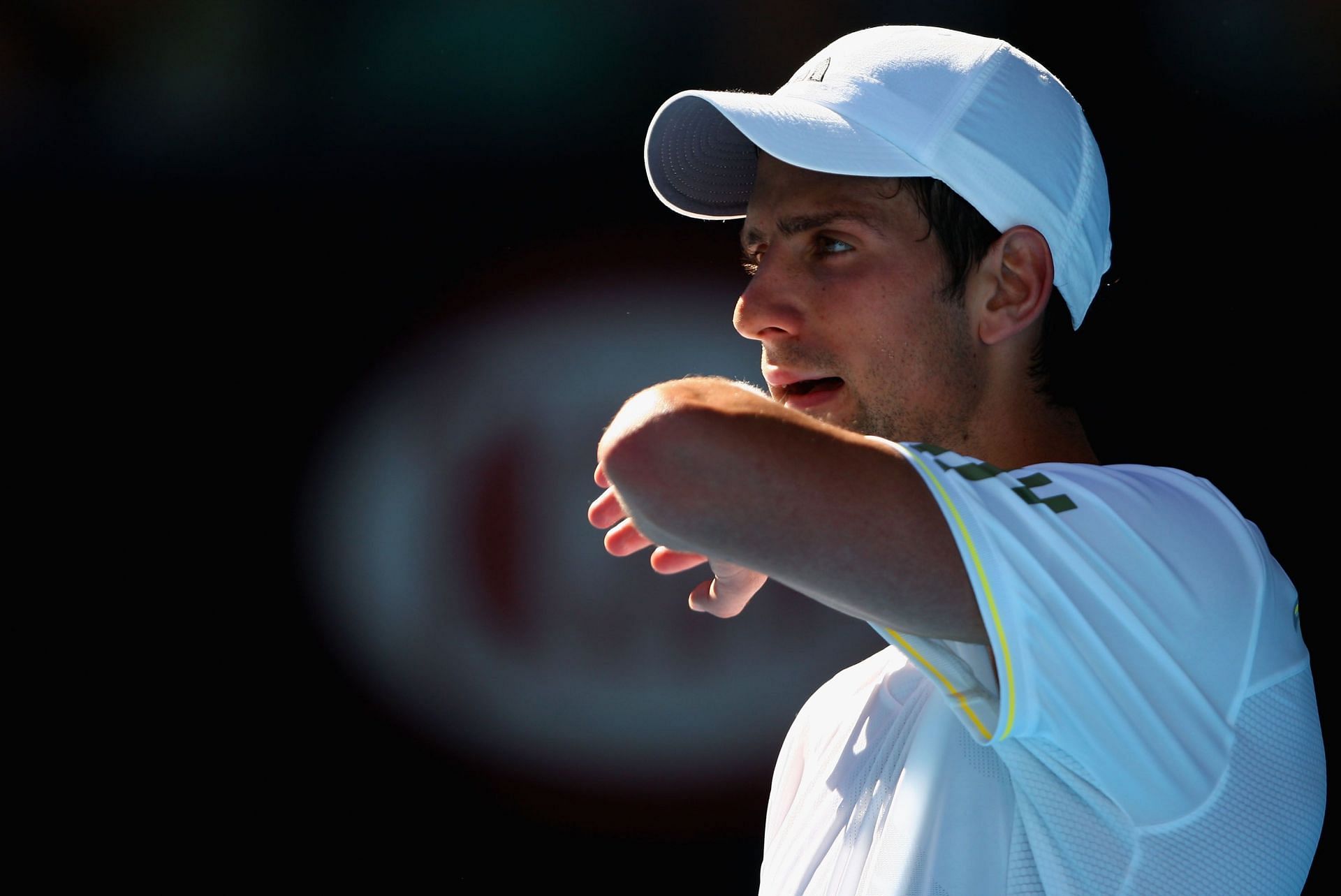 Novak Djokovic during his 2009 Australian Open quarterfinal against Andy Roddick