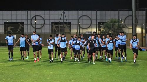 Mumbai City FC players during a training session ahead of their last group game against Iraq's Al-Quwa Al-Jawiya in the AFC Champions League (Image Courtesy: Mumbai City FC Instagram)