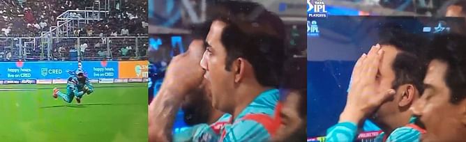 [WATCH] Gautam Gambhir shows extreme emotions as KL Rahul drops Dinesh Karthik during LSG vs RCB IPL 2022 Eliminator