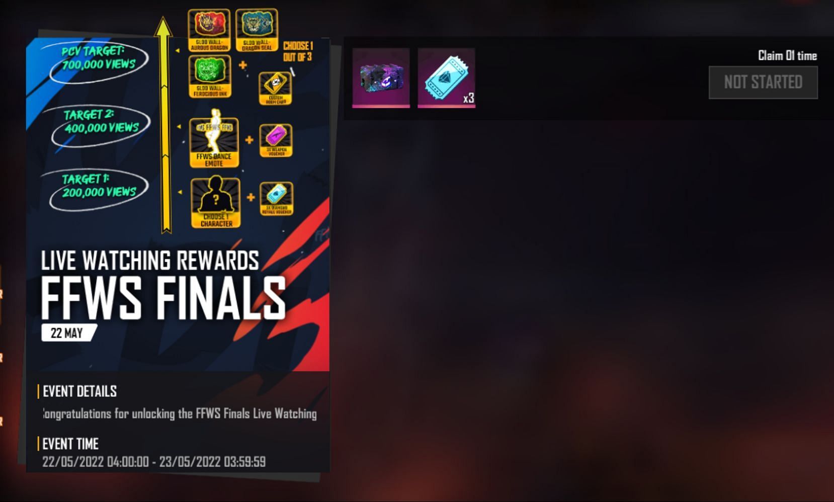 Rewards from the first target (Image via Garena)