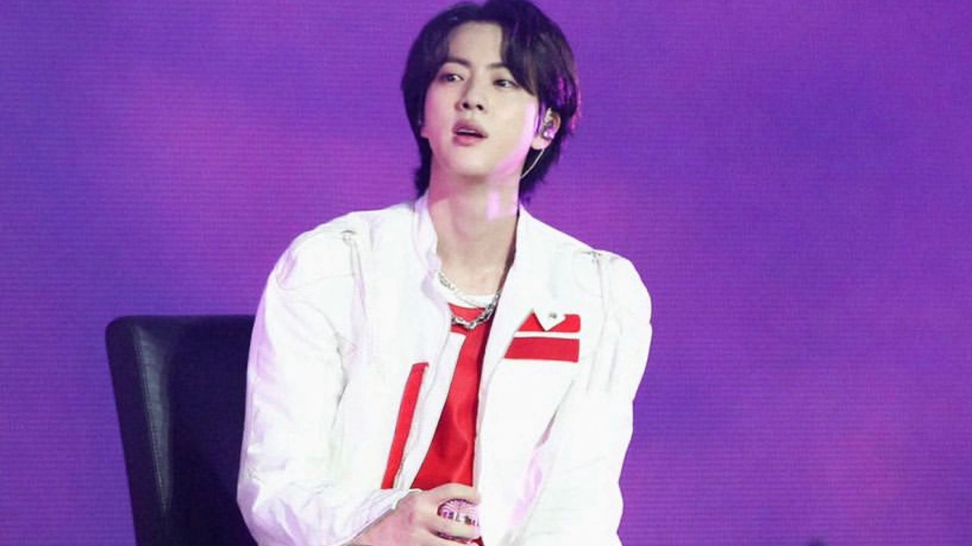 A still of Jin from BTS Permission To Dance concert in Seoul (Image via @jin/Instagram)