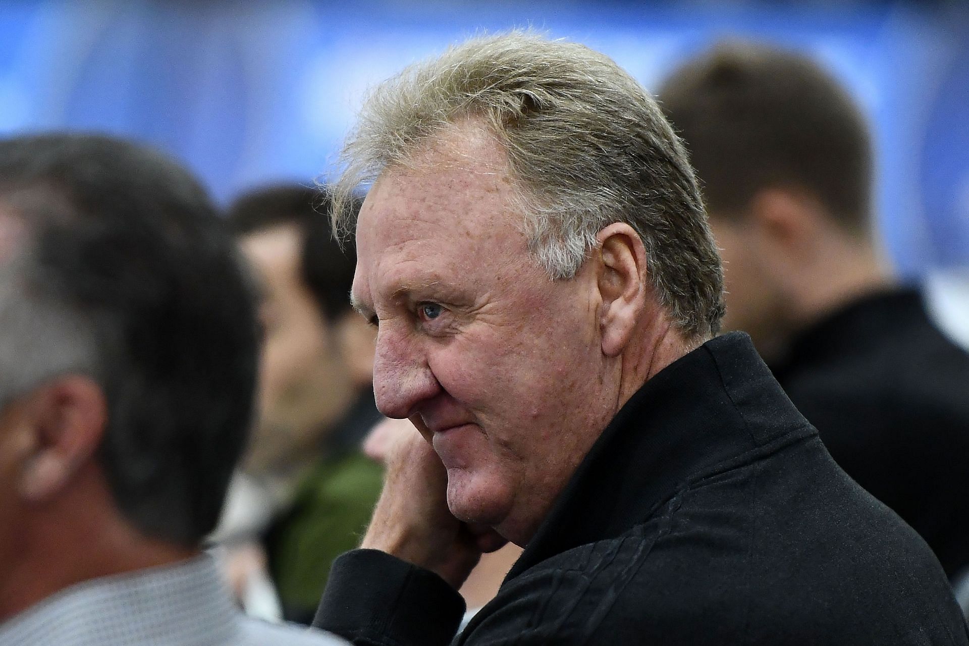 Former NBA player Larry Bird watches action during Day One of the NBA Draft Combine at Quest MultiSport Complex on May 16, 2019 in Chicago, Illinois.