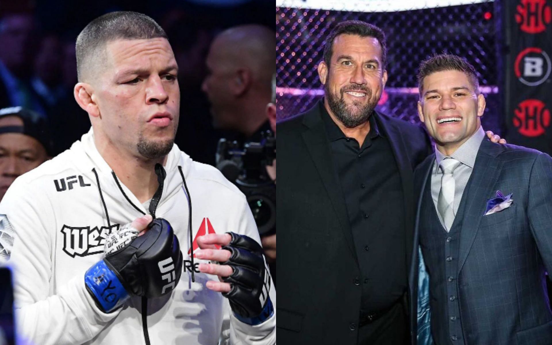 Nate Diaz (left), Josh Thomson and John McCarthy (right. Image credit: @therealpunk on Instagram)