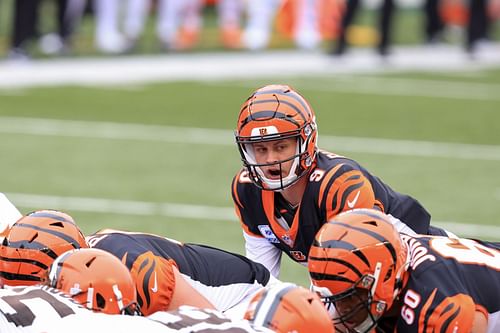 Cincinnati Bengals quarterback Joe Burrow in action against the Cleveland Browns