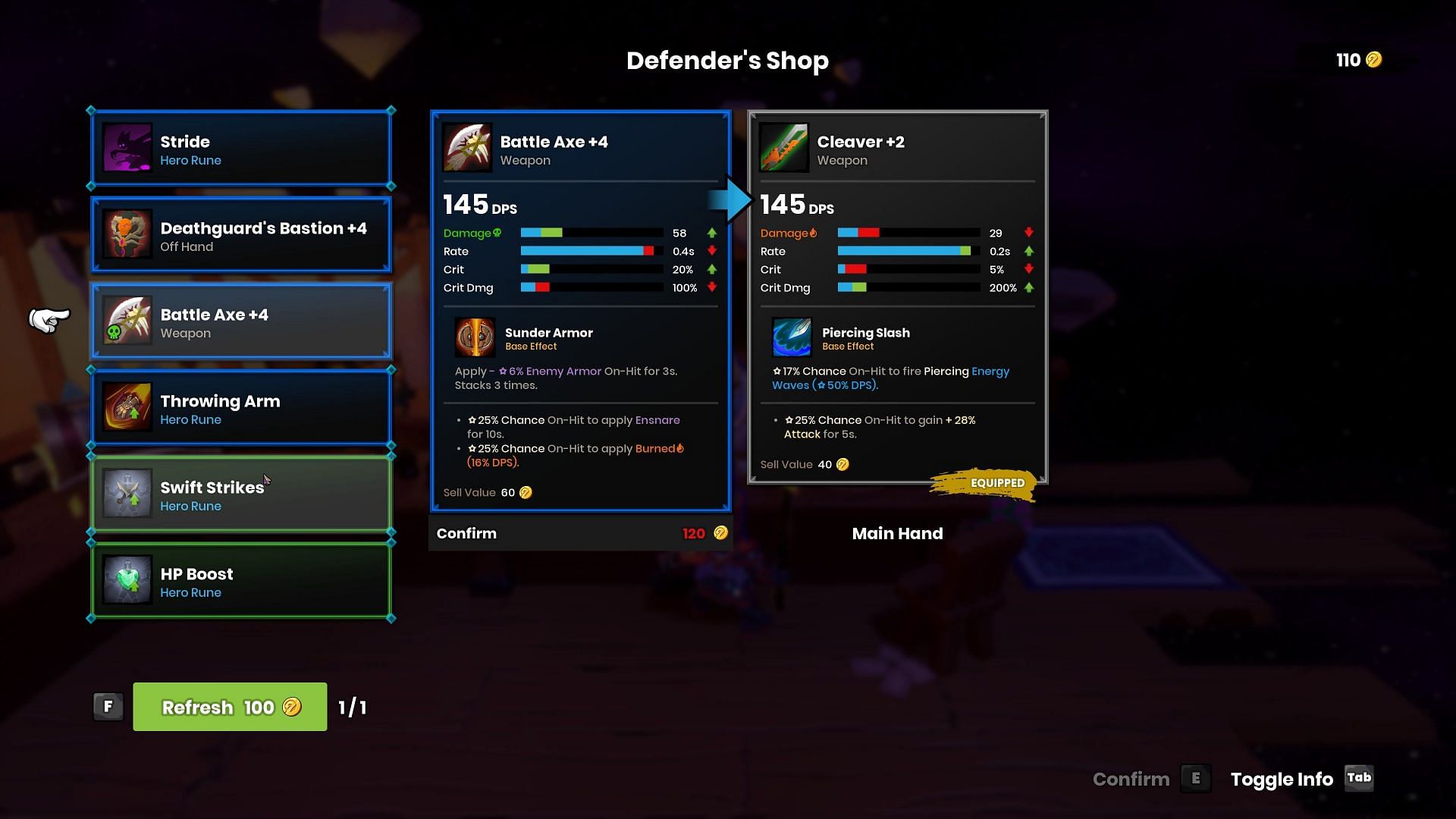Upgrading gear is a major key to success in Dungeon Defenders: Going Rogue, but the Tavern does cost money (Image via Chromatic Games)