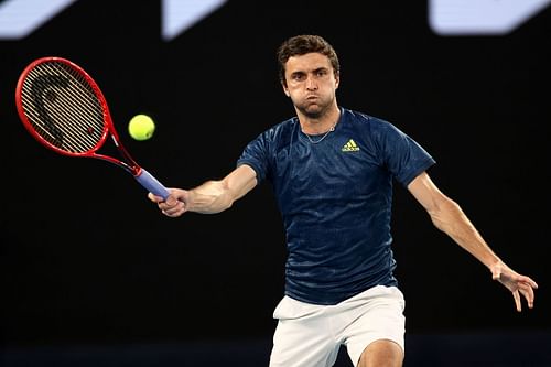 Simon in action at the 2021 Australian Open