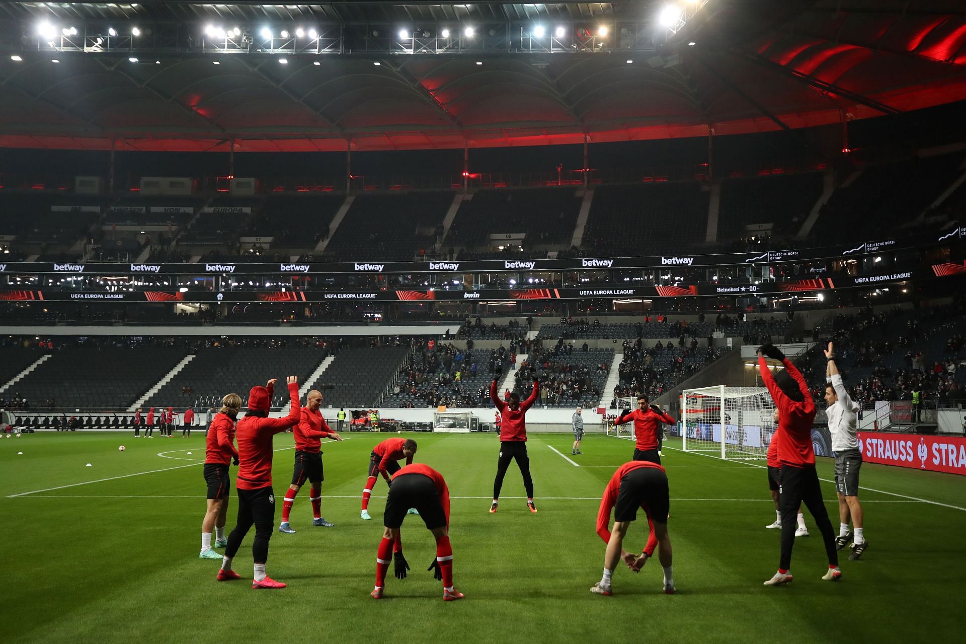 Royal Antwerp FC warming up for UEFA Europa League action