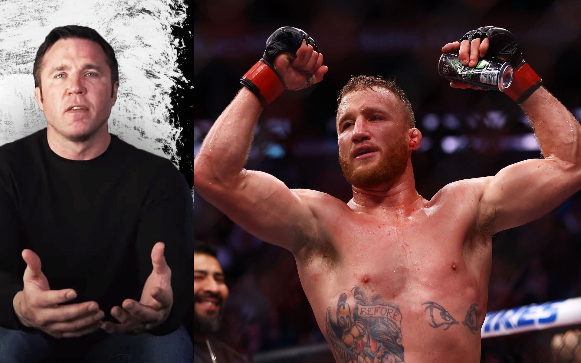 Chael Sonnen (left), Justin Gaethje (right) [Left image via Chael Sonnen on YouTube]