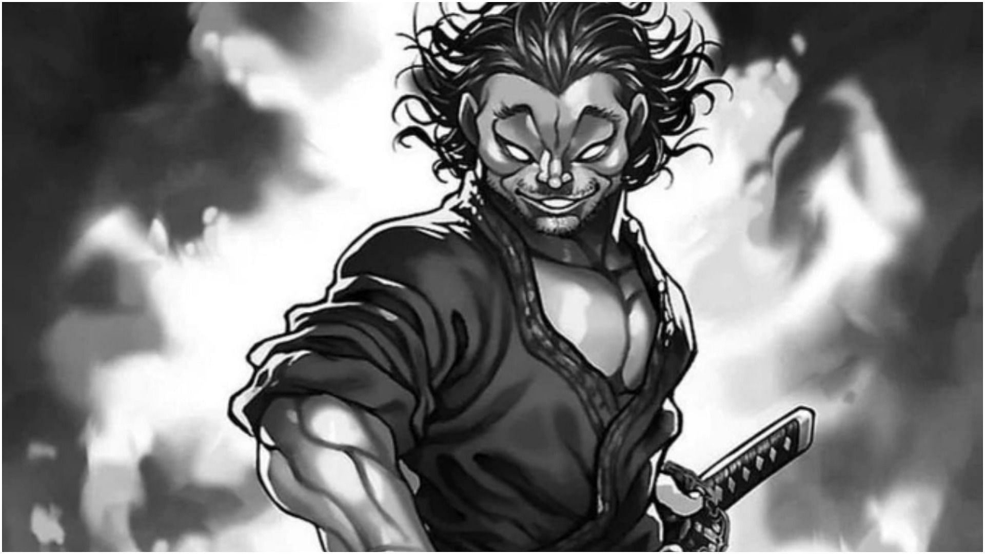 Musashi Miyamoto as seen in Baki&#039; manga (Image via Akita Shoten)