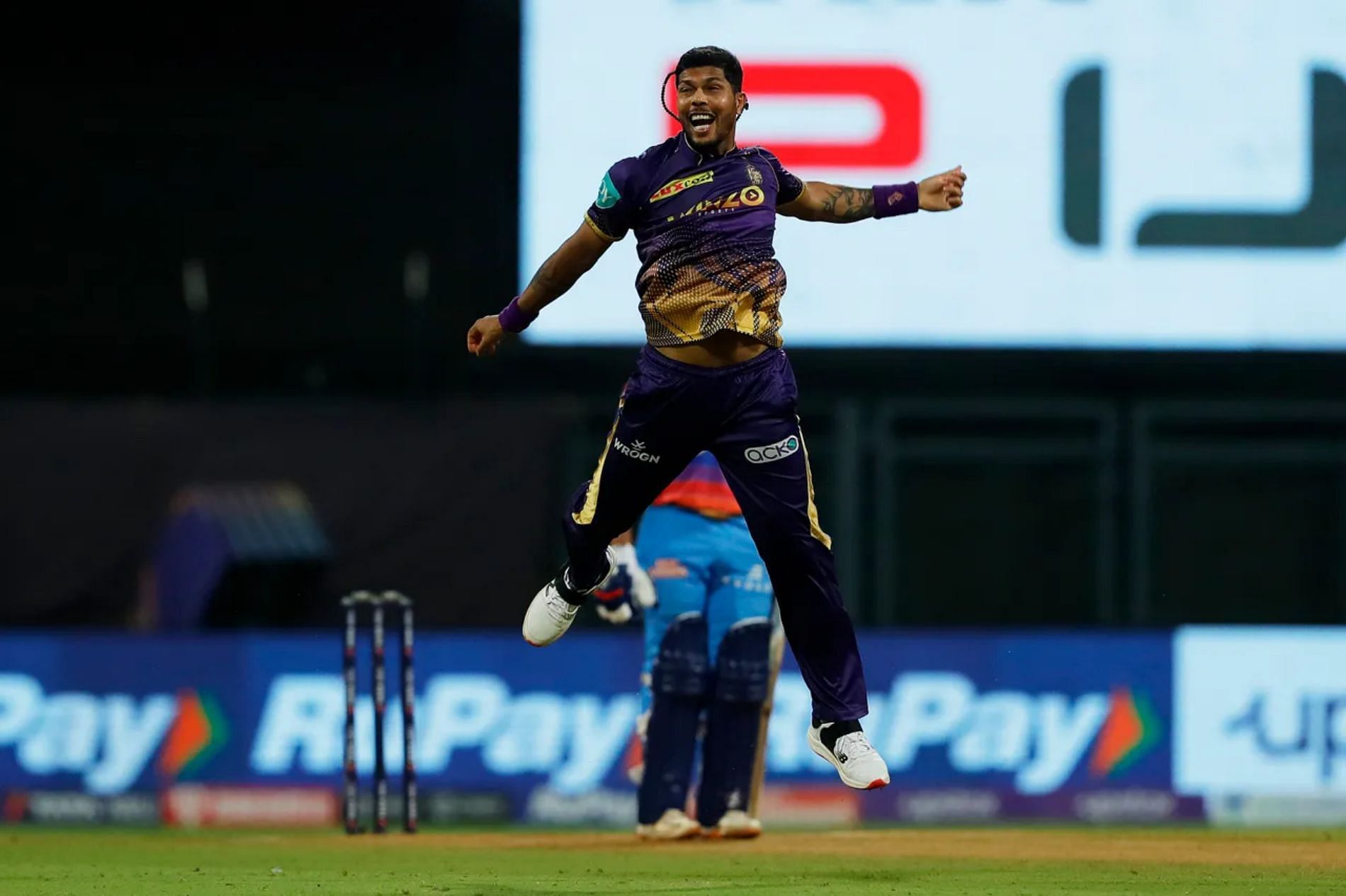 KKR pacer Umesh Yadav is ecstatic after claiming a wicket. Pic: IPLT20.COM