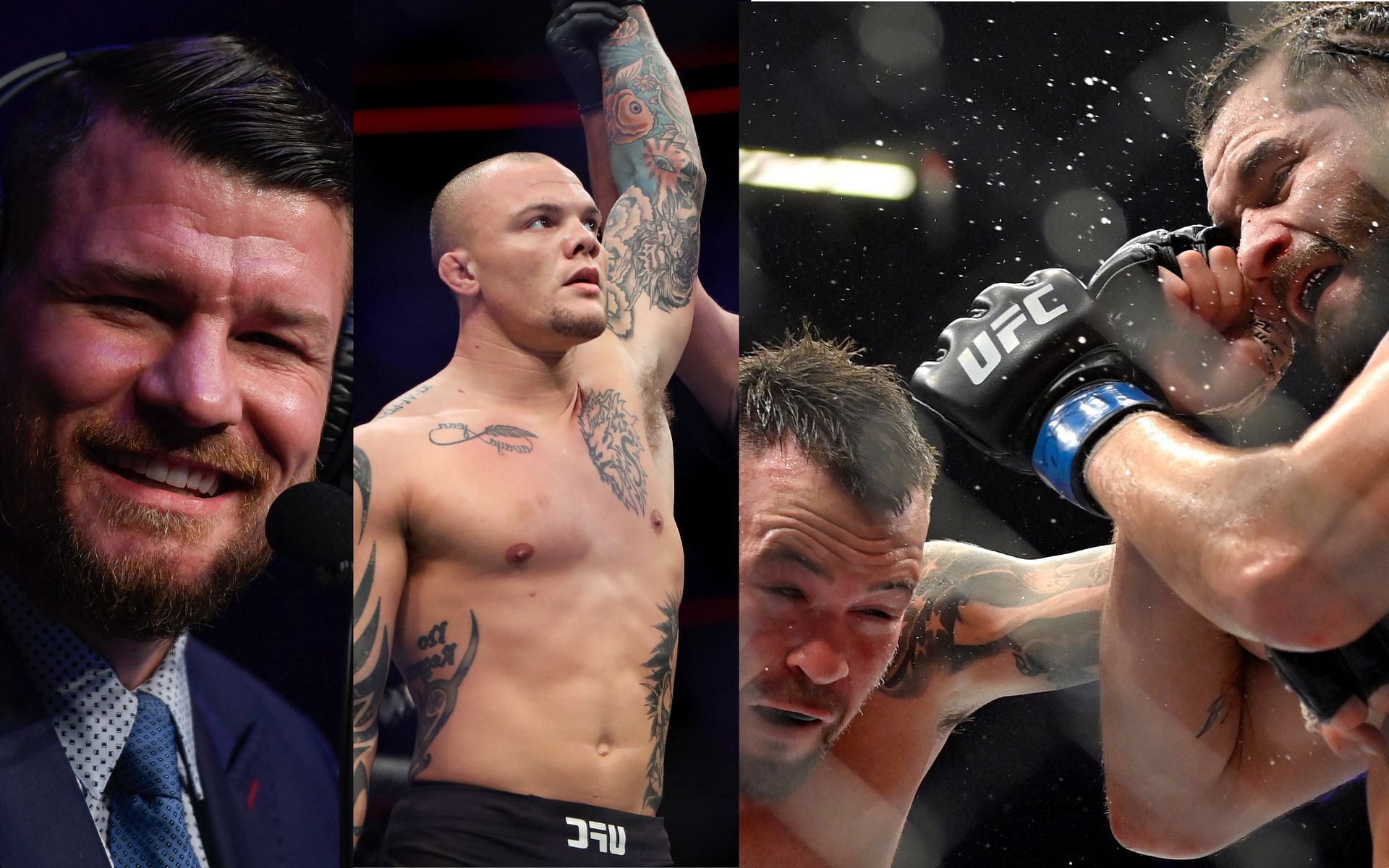 Michael Bisping (far left), Anthony Smith (left), Colby Covingon &amp; Jorge Masvidal (right)