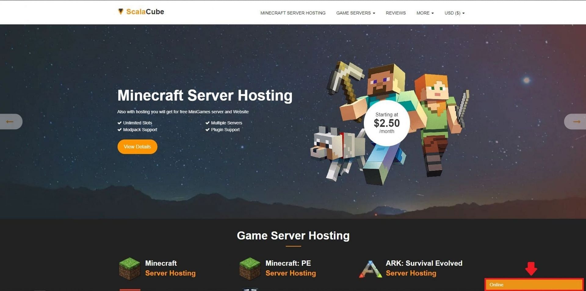 Scalacube offers free server hosting plans with some caveats (Image via Scalacube)