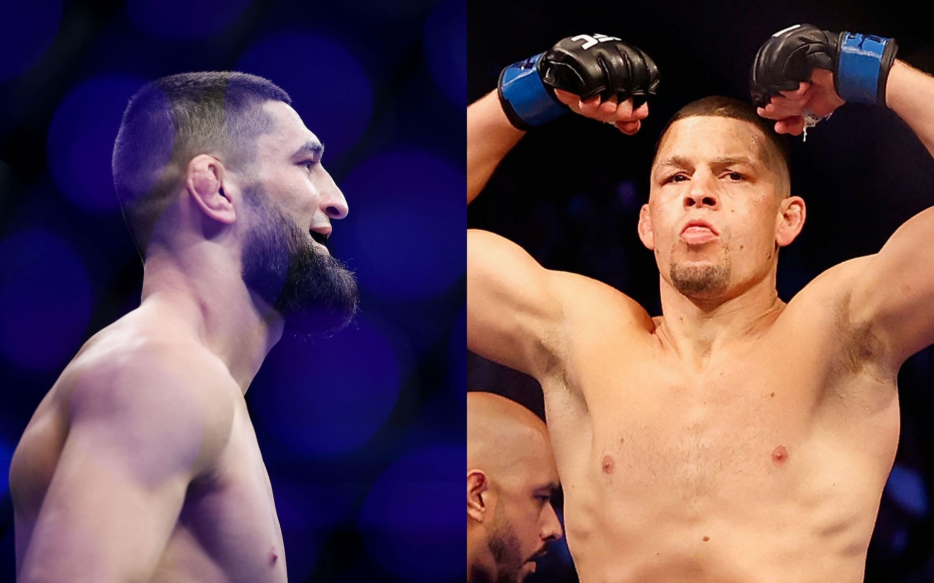 Khamzat Chimaev (left) and Nate Diaz (right) (Images via Getty)