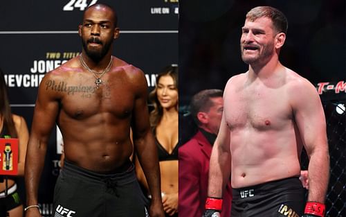 Jon Jones (left) is hoping to fight Stipe Miocic (right) in September