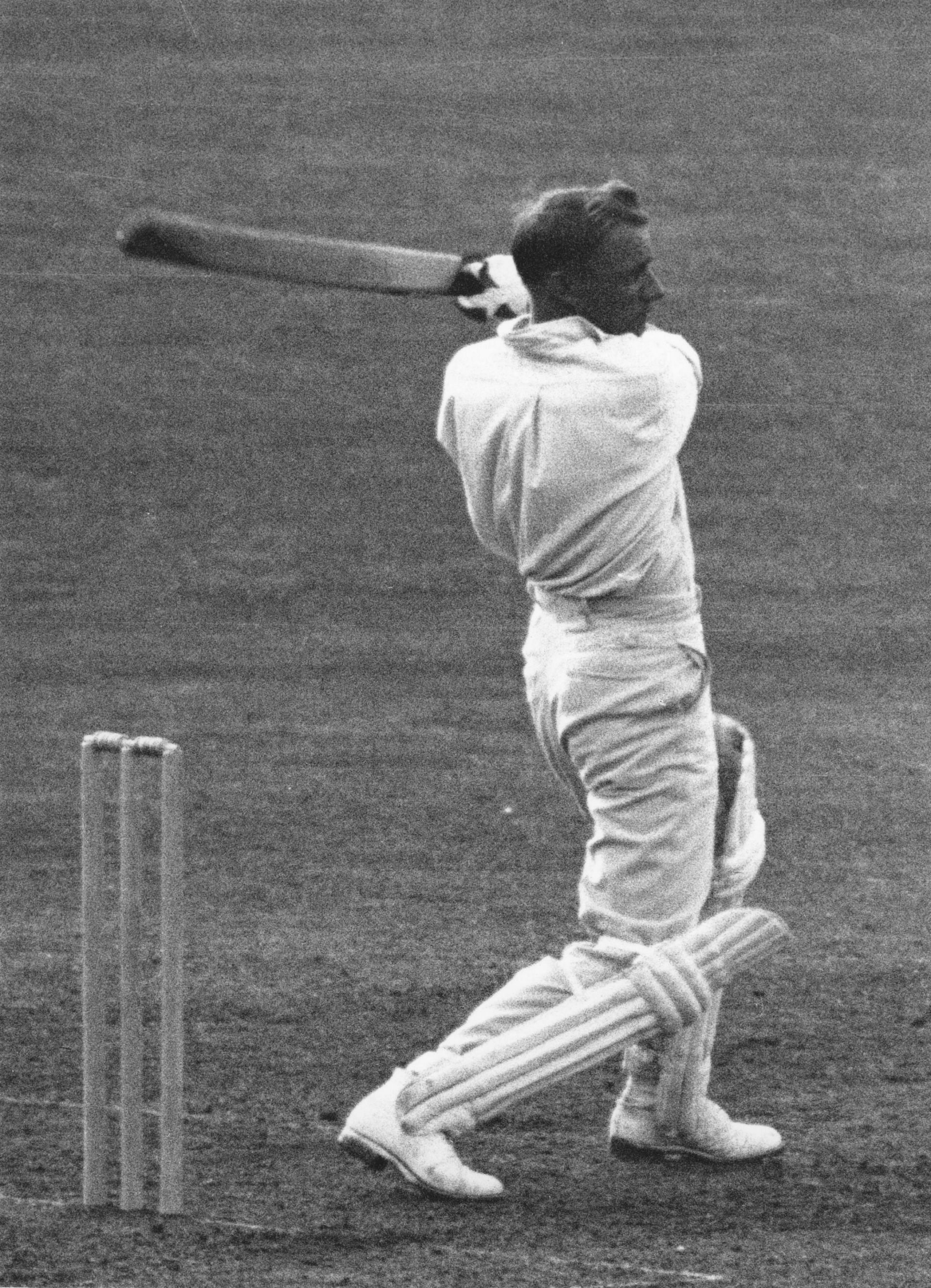 Don Bradman in action during the course of his matchless triple hundred in a day in the Leeds Test of 1930.