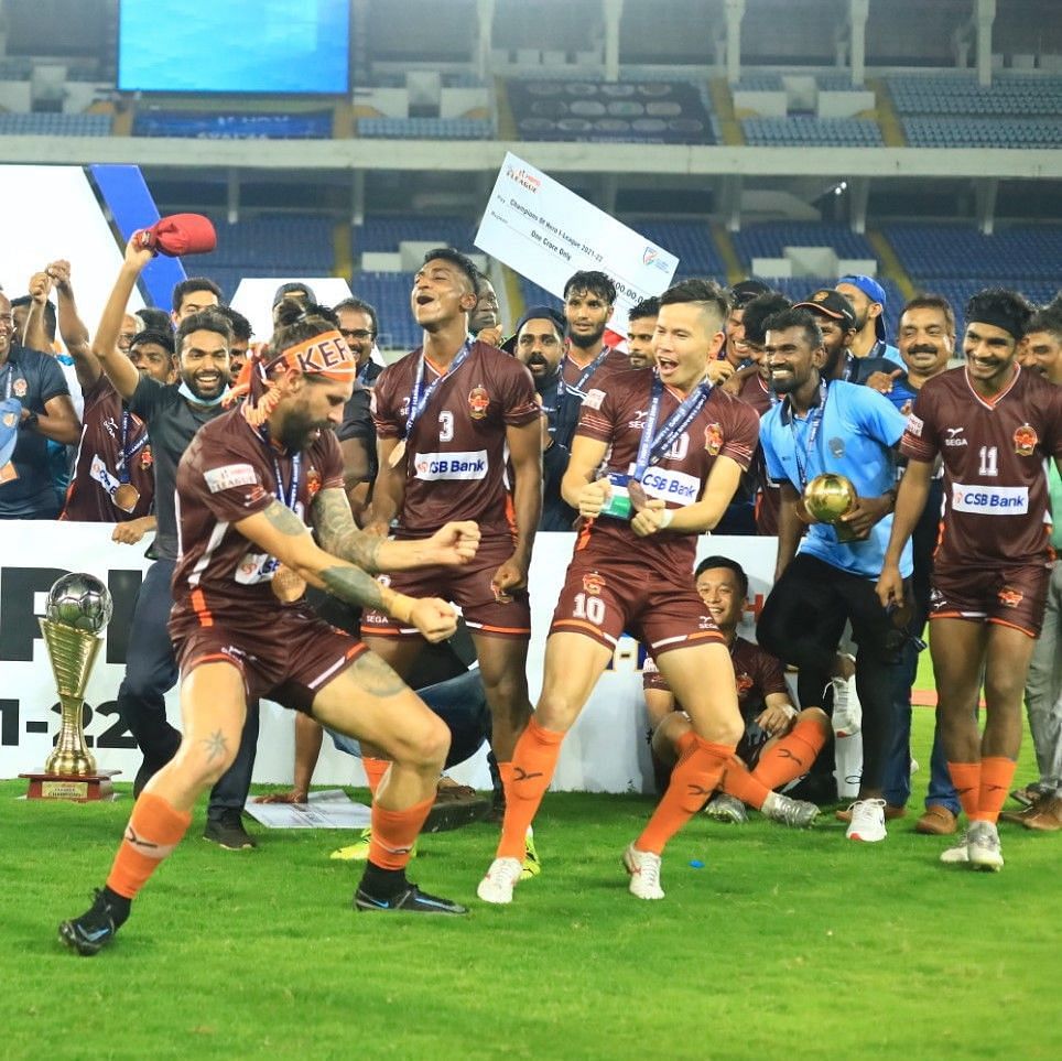 Gokulam Kerala FC players celebrating (Image: Twitter/Gokulam)