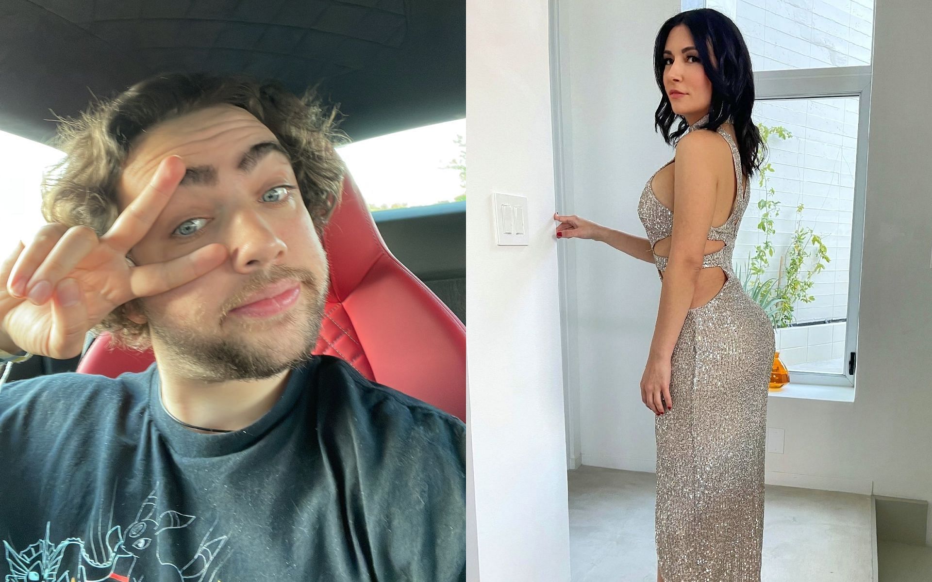 Mizkif reads out Alinity&#039;s messages in his Twitch chat and calls her on livestream (Images via Mizkif and Alinity/Twitch)