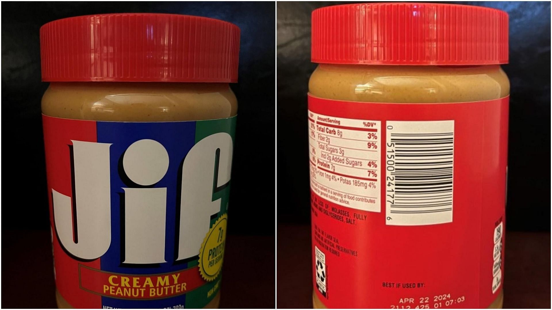 Jif Peanut Butter recalled (Image via FDA and The J. M. Smucker Co.)