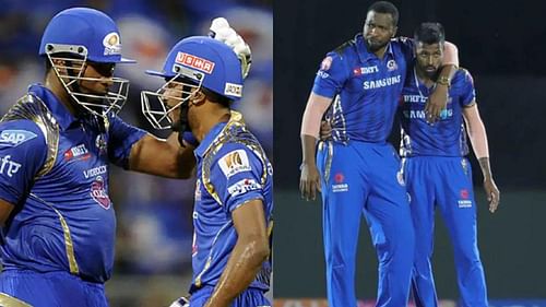 Kieron Pollard (L) and Hardik Pandya have a brotherly bond due to their time with MI. (P.C.:iplt20.com)