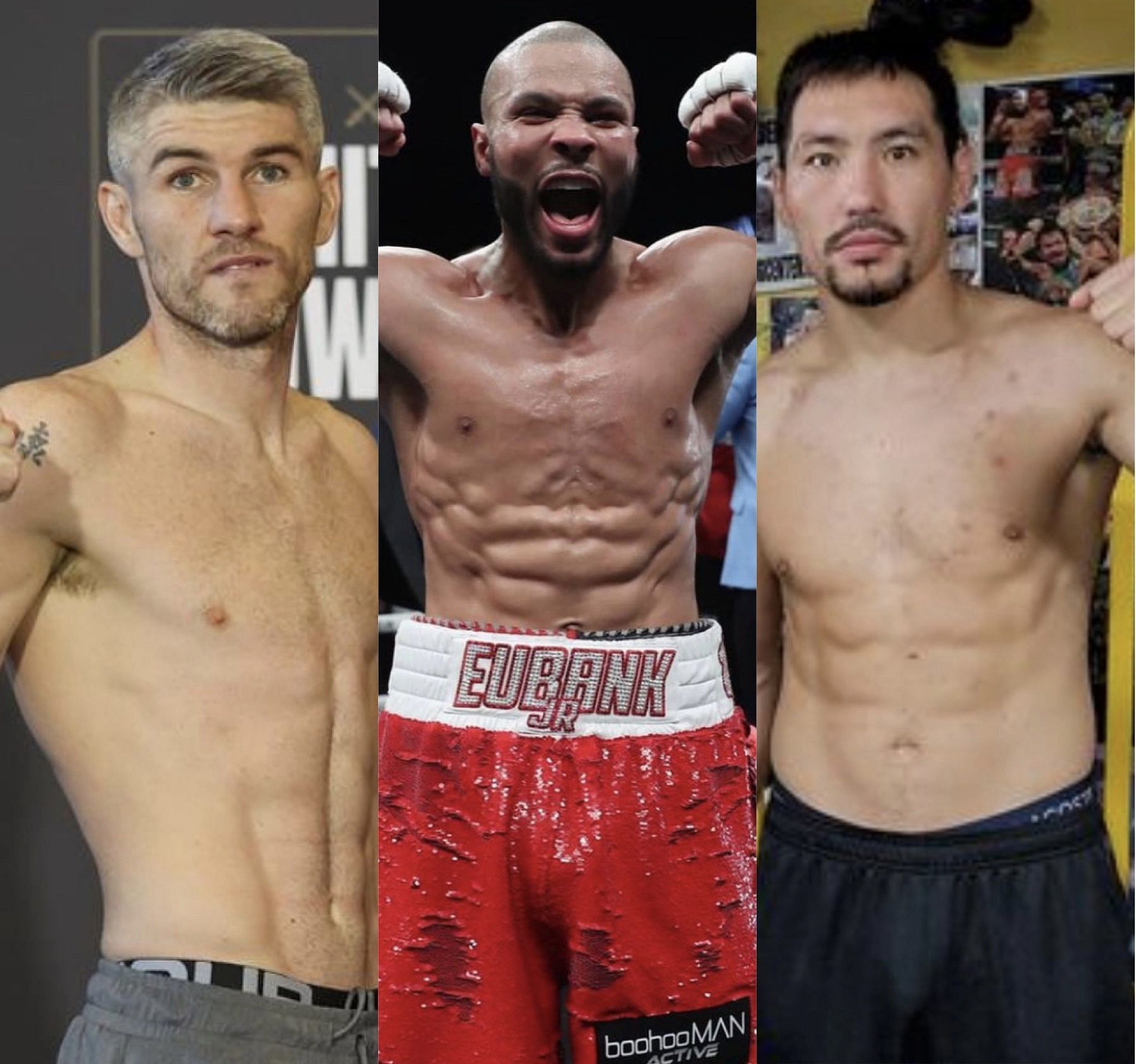 Liam Smith (left), Chris Eubank Jr. (middle), Janibek Alimkhanuly (right)