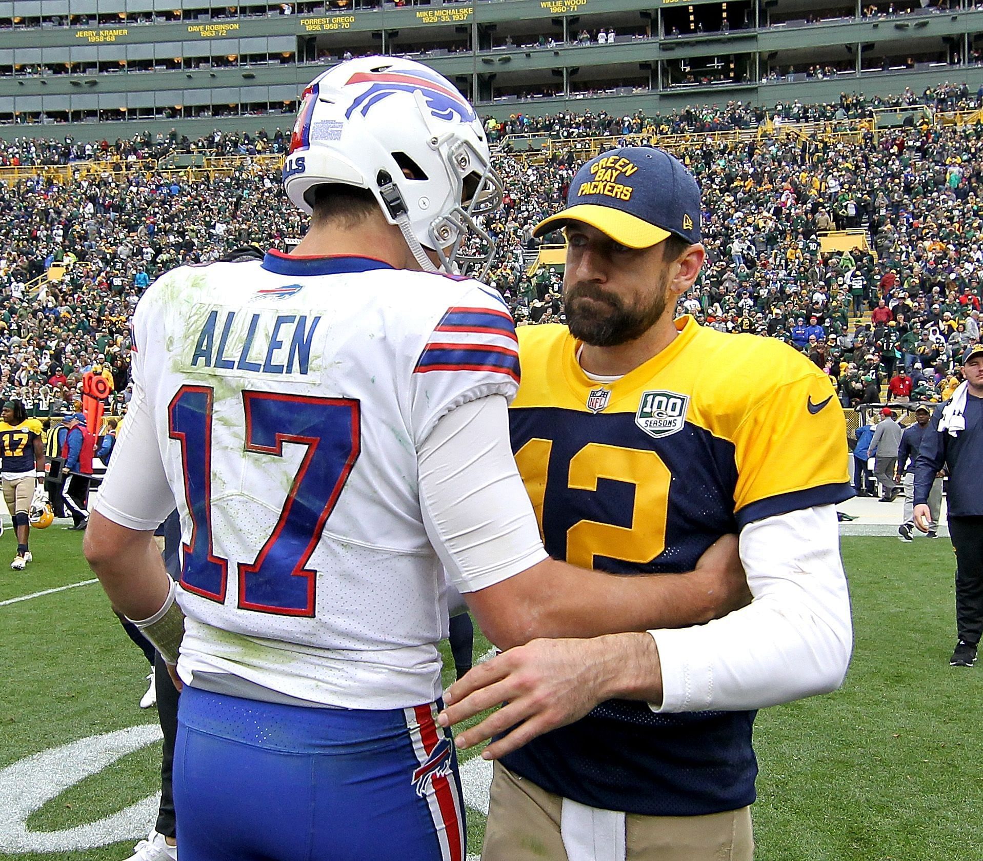 Quarterbacks Josh Allen and Aaron Rodgers