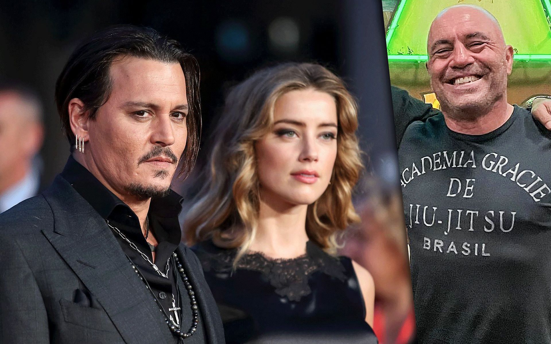 Johnny Depp and Amber Heard (L) (via vox.com), Joe Rogan (R) [via @joerogan on Instagram]