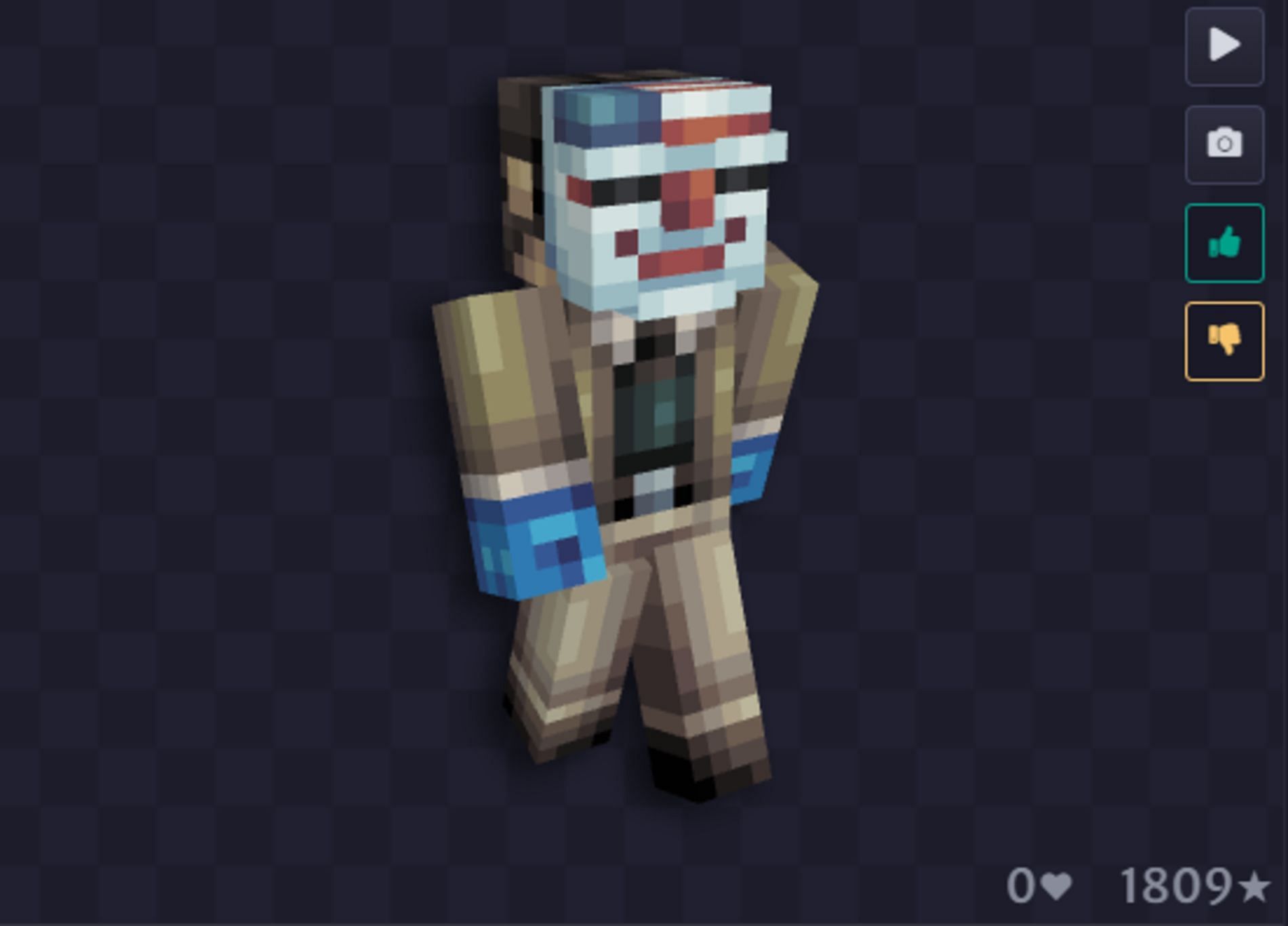 The Payday Gang&#039;s fearless leader can now come playable in Minecraft form (Image via NameMC)
