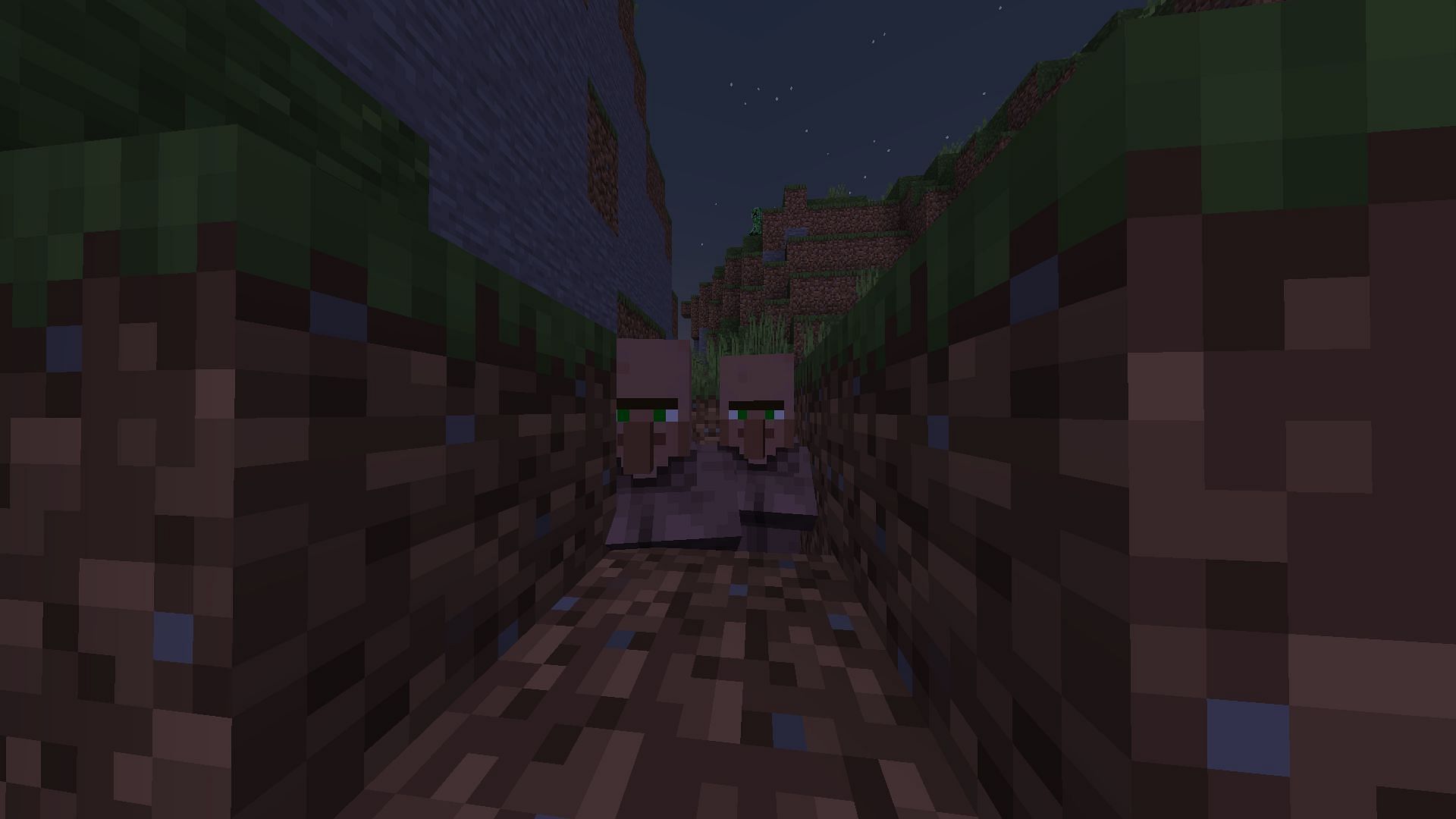 Villagers trapped in a secluded space in Minecraft (Image via Minecraft)