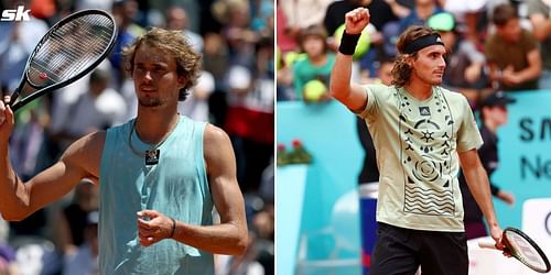 Alexander Zverev (L) and Stefanos Tsitsipas.