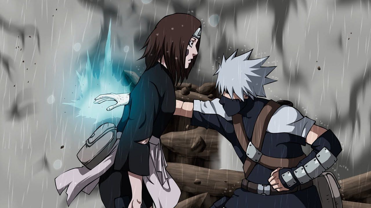 Kakashi&#039;s Chidori impaling Rin, which led to her death (Image via Pierrot)