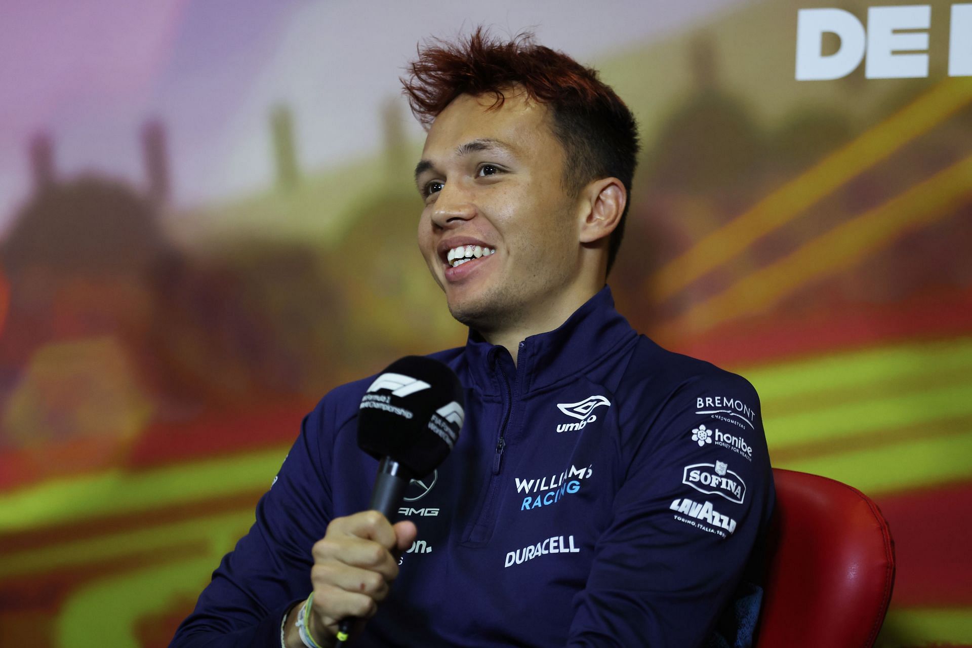 Alex Albon talks in the Drivers Press Conference prior to practice ahead of the F1 Grand Prix of Spain at Circuit de Barcelona-Catalunya on May 20, 2022 in Barcelona, Spain. (Photo by Bryn Lennon/Getty Images)