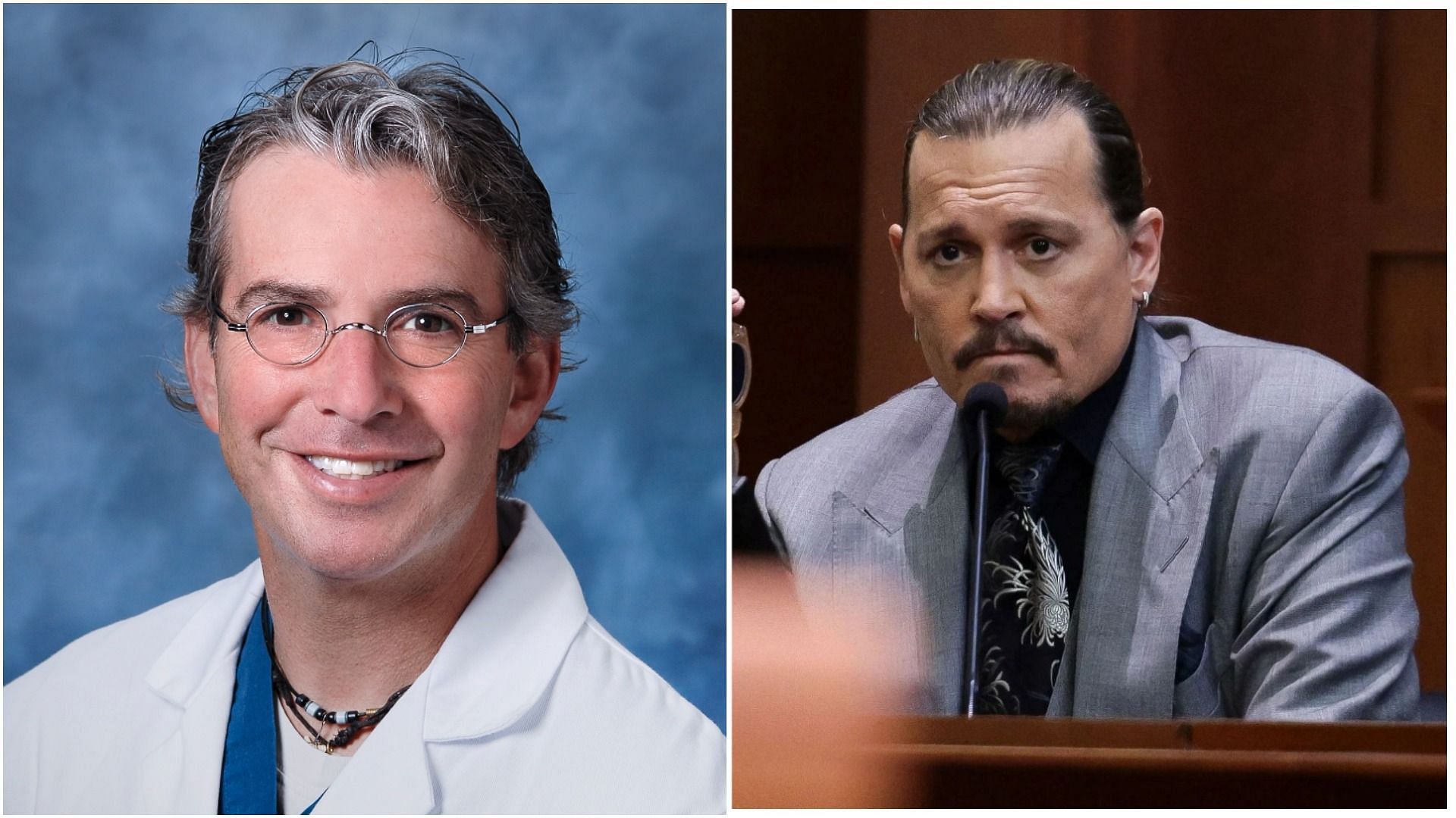 Dr. David Kulber and Johnny Depp in the trial (Image via Cedars-Sinai and Evelyn Hockstein/AFP/Getty Images)