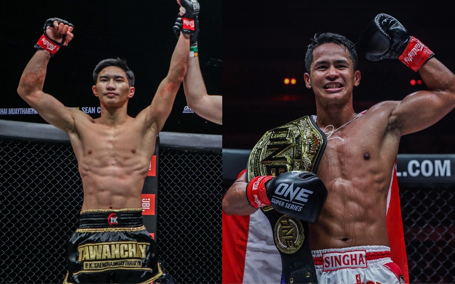 Tawanchai PK.Saenchai (left) idolizes ONE featherweight kickboxing champion Superbon Singha Mawynn (right). (Images courtesy of ONE Championship)