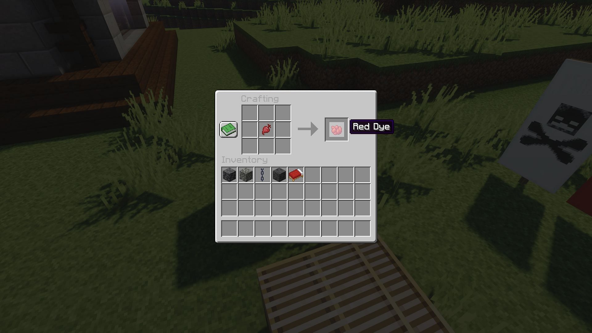 A player turning beetroot into red dye (Image via Minecraft)